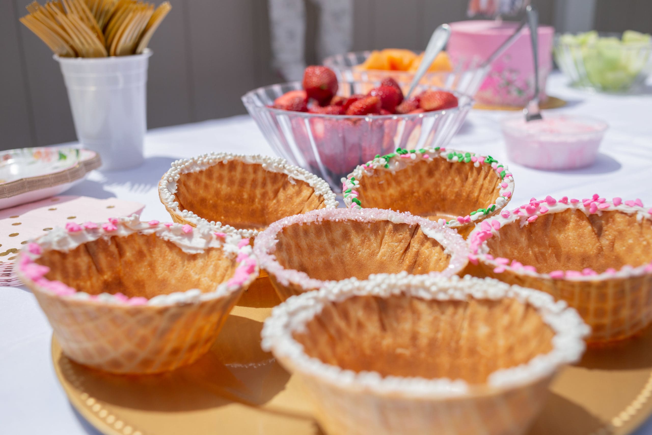 sprinkle fruit waffle bowls