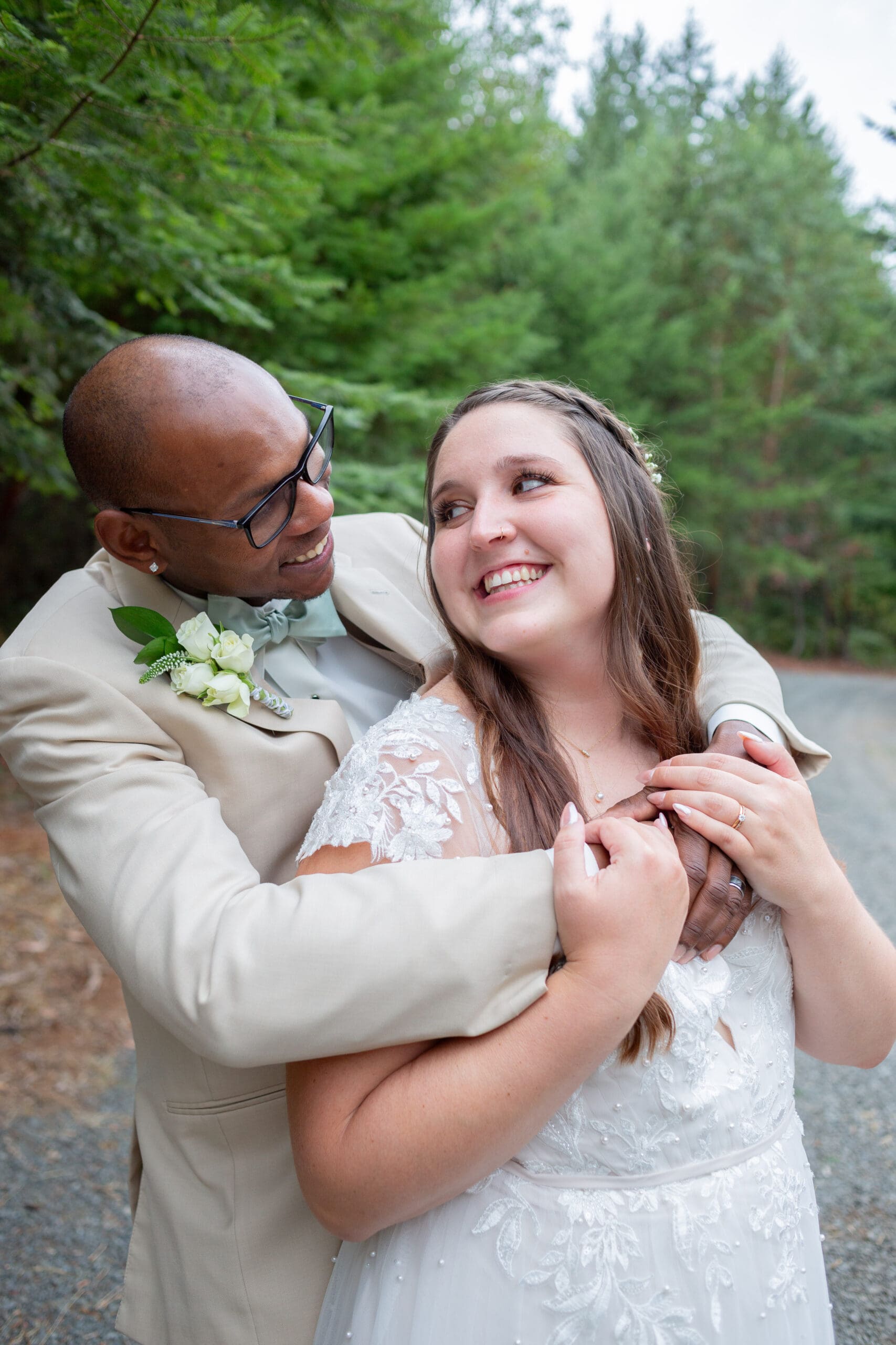 Wedding Photographer in Seattle WA captures inter-racial couple looking at each other
