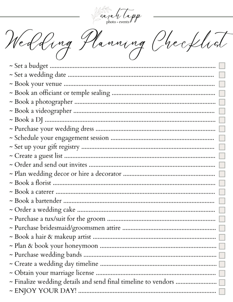 Wedding Planning Checklist